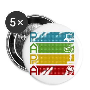 Rétro Gamers Pixel Multicolore - Lot de 5 grands badges (56 mm) - blanc - Devant