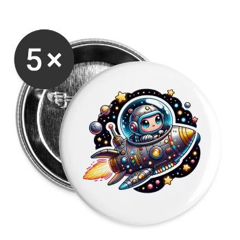 Little happy astronaut in spaceship - Buttons large 2.2''/56 mm (5-pack) - white - Front