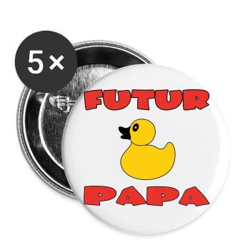 FUTUR PAPA - Lot de 5 grands badges (56 mm) - blanc - Devant