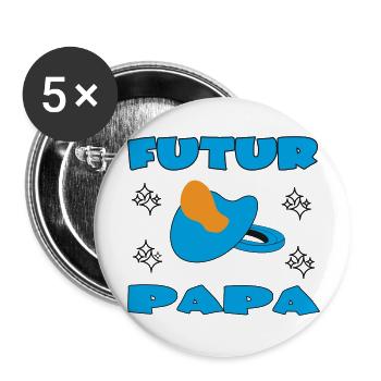 FUTUR PAPA - Lot de 5 grands badges (56 mm) - blanc - Devant