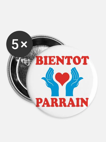 BALD PATE SEIN - Buttons groß 56 mm (5er Pack) - Weiß
