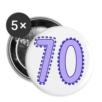 70. 70 ANS. 70e ANNIVERSAIRE. ANNIVERSAIRE 70 ANS. - Lot de 5 grands badges (56 mm) - blanc - Devant