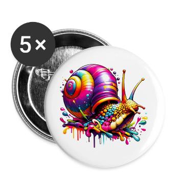 Schnecke - Buttons groß 56 mm (5er Pack) - Weiß - Vorne