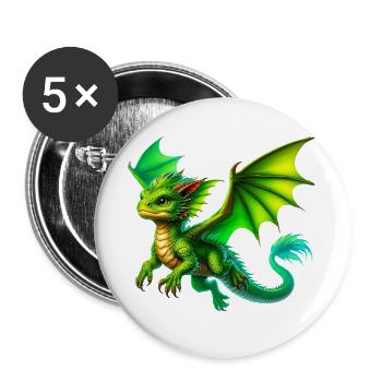 Dragon - Lot de 5 grands badges (56 mm) - blanc - Devant