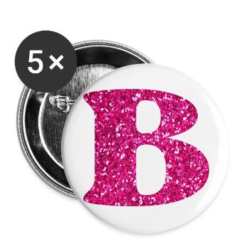 Letter b pink glitter - Buttons large 2.2''/56 mm (5-pack) - white - Front