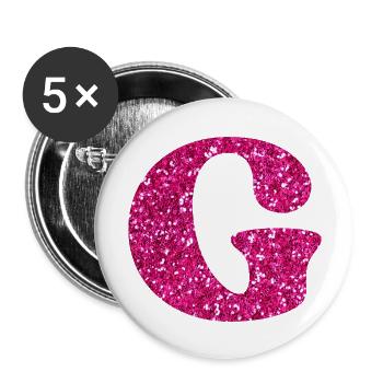Letter g pink glitter - Buttons large 2.2''/56 mm (5-pack) - white - Front