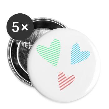 CŒUR. PAPA. MAMAN. EVJF. BEBE. ENFANT. COEUR. FÊTE - Lot de 5 grands badges (56 mm) - blanc - Devant