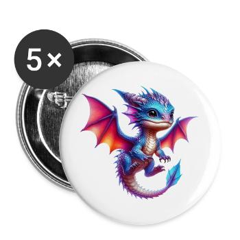 Dragon - Buttons large 2.2''/56 mm (5-pack) - white - Front