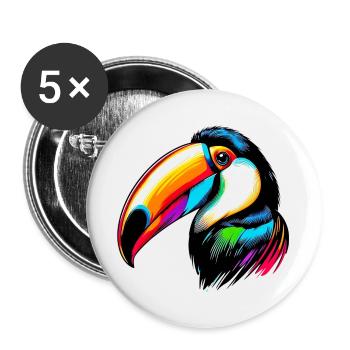Tukan - Buttons groß 56 mm (5er Pack) - Weiß - Vorne