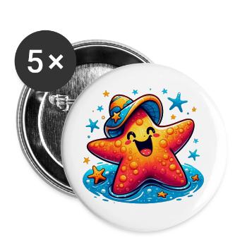 Étoile de mer - Lot de 5 grands badges (56 mm) - blanc - Devant
