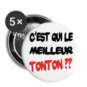 C'est qui le meilleur tonton - Lot de 5 grands badges (56 mm) - blanc - Devant