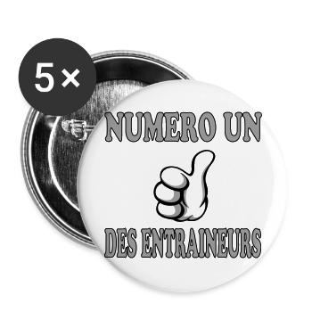 Numéro un des ENTRAINEUR - Lot de 5 grands badges (56 mm) - blanc - Devant