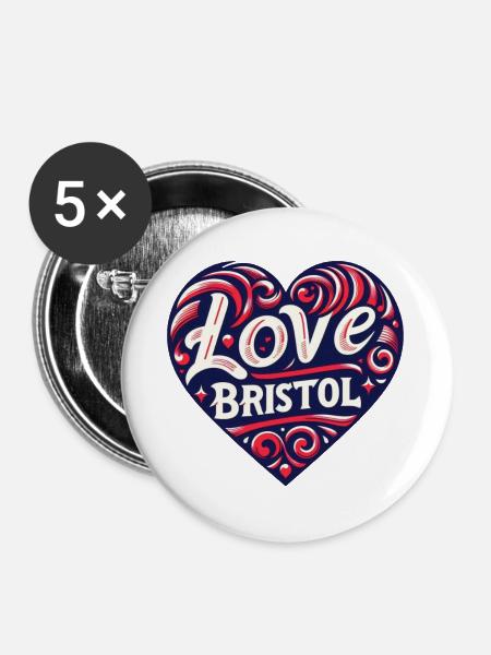 Ich liebe Bristol - Buttons groß 56 mm (5er Pack) - Weiß