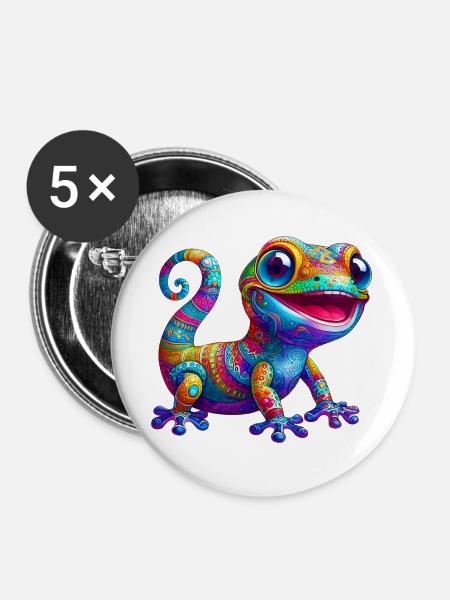 Gecko - Buttons groß 56 mm (5er Pack) - Weiß
