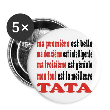 Ma TATA - Lot de 5 grands badges (56 mm) - blanc - Devant