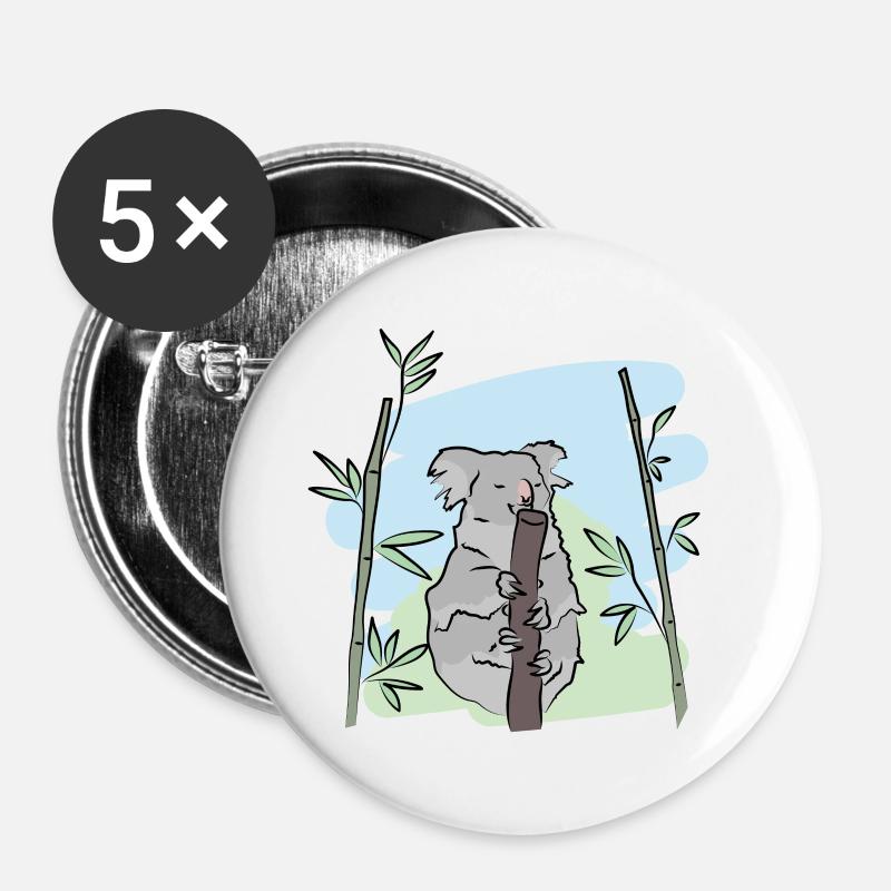 Illustration design "Koala Kisses" - Buttons large 2.2''/56 mm (5-pack) - white