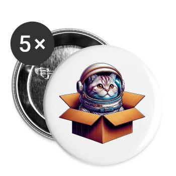 Katze Astronaut - Buttons groß 56 mm (5er Pack) - Weiß - Vorne