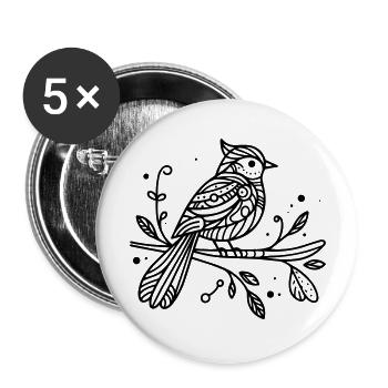 Oiseau - Lot de 5 grands badges (56 mm) - blanc - Devant