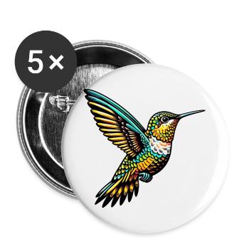 Hummingbird - Buttons large 2.2''/56 mm (5-pack) - white - Front