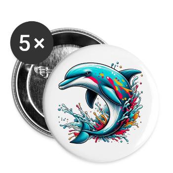 Dolphin - Buttons large 2.2''/56 mm (5-pack) - white - Front