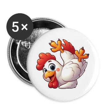 Chicken Hen Rooster Handstand Headstand Acrobatics - Buttons large 2.2''/56 mm (5-pack) - white - Front