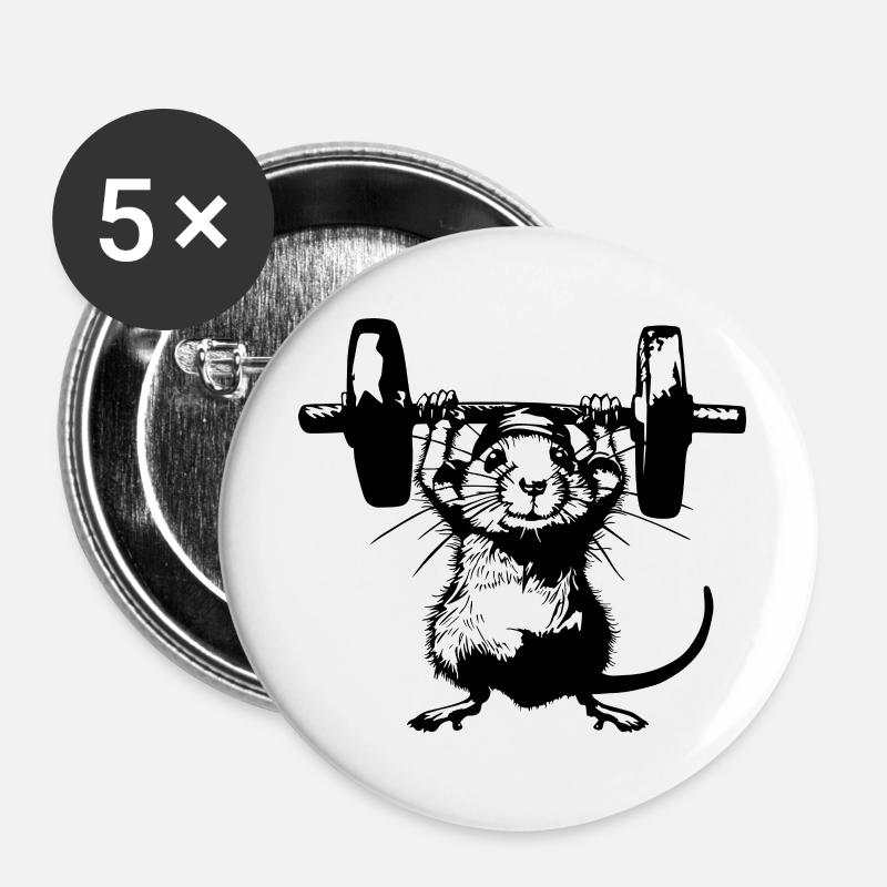 Iron Rat: Strength with Style - Buttons large 2.2''/56 mm (5-pack) - white