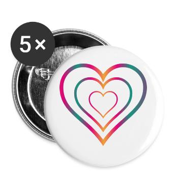 COEUR. COUPLE. JUST MARRIED. EVJF. SAINT VALENTIN. - Lot de 5 grands badges (56 mm) - blanc - Devant
