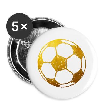Football - Or - Lot de 5 grands badges (56 mm) - blanc - Devant