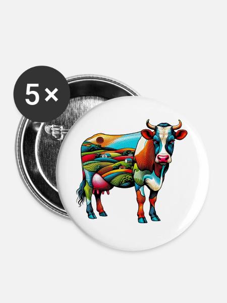 Kuh - Buttons groß 56 mm (5er Pack) - Weiß