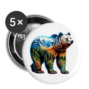Ours - Lot de 5 grands badges (56 mm) - blanc - Devant