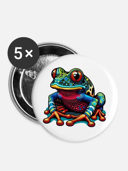 Frosch - Buttons groß 56 mm (5er Pack) - Weiß