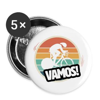 Vamos retro track cyclist - Buttons large 2.2''/56 mm (5-pack) - white - Front