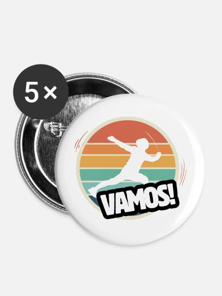 Vamos Retro Fechten - Buttons groß 56 mm (5er Pack) - Weiß