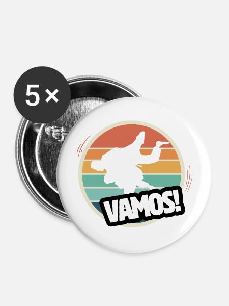 Vamos Retro Judo - Buttons groß 56 mm (5er Pack) - Weiß
