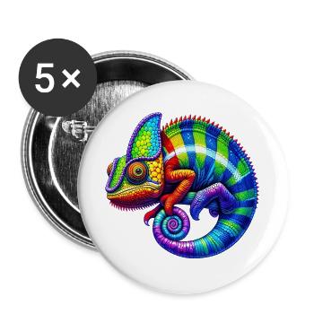 Caméléon - Lot de 5 grands badges (56 mm) - blanc - Devant