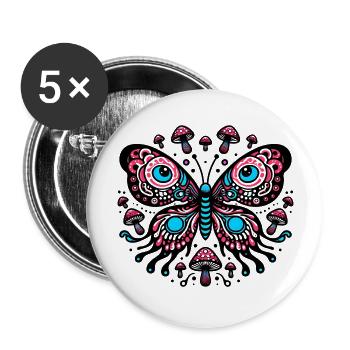 Vibrant Comic Butterfly - Buttons large 2.2''/56 mm (5-pack) - white - Front