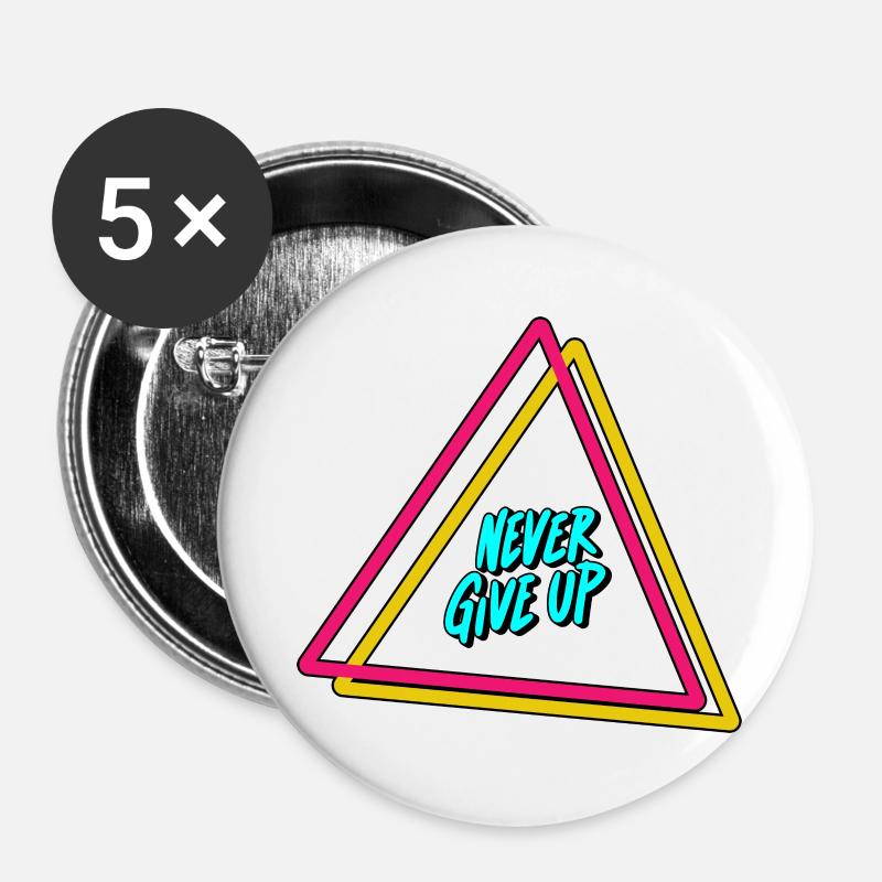 Never give up - Buttons large 2.2''/56 mm (5-pack) - white