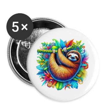 Paresse - Lot de 5 grands badges (56 mm) - blanc - Devant