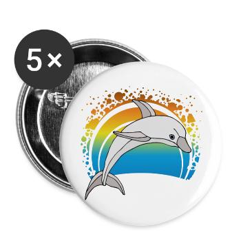 Delfin - Buttons groß 56 mm (5er Pack) - Weiß - Vorne