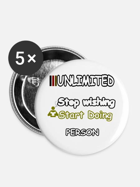 Stop wishing Start Doing - Buttons groß 56 mm (5er Pack) - Weiß