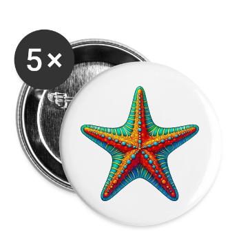 Étoile de mer - Lot de 5 grands badges (56 mm) - blanc - Devant