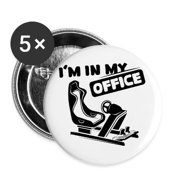 Sim racing Büro Sprüche Racer lustig gaming Symbol - Buttons groß 56 mm (5er Pack) - Weiß - Vorne