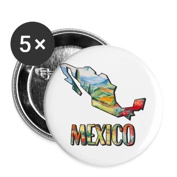 Watercolor Map of Mexico - Buttons large 2.2''/56 mm (5-pack) - white - Front