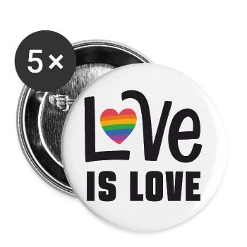 LGBTQ Pride Month - Liebe ist Liebe - Buttons groß 56 mm (5er Pack) - Weiß - Vorne