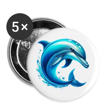 Delfin - Buttons groß 56 mm (5er Pack) - Weiß - Vorne
