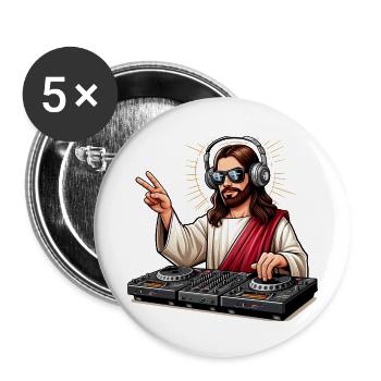 DJ Jésus - Lot de 5 grands badges (56 mm) - blanc - Devant