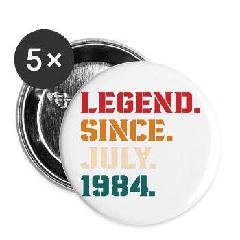 Legende seit Juli 1984 - Buttons groß 56 mm (5er Pack) - Weiß - Vorne