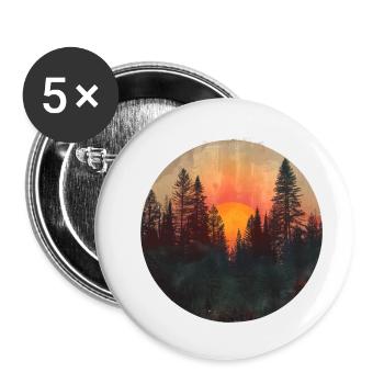 Sunset Forest Silhouette Extérieur Rétro Années 80 Vibe 3 - Lot de 5 grands badges (56 mm) - blanc - Devant