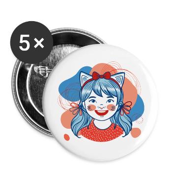 Fairy Tale Feline: Enchanted Ears - Buttons large 2.2''/56 mm (5-pack) - white - Front
