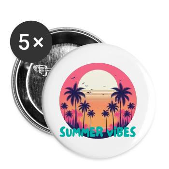 Summer vibes - Buttons large 2.2''/56 mm (5-pack) - white - Front